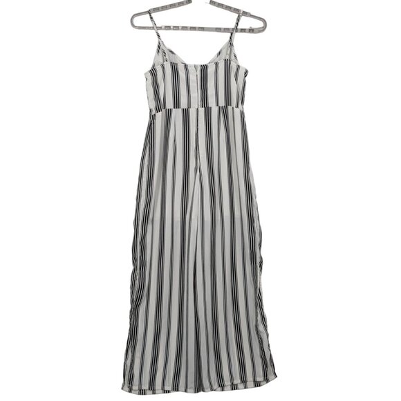 GUESS Los Angeles Striped Jumpsuit Women Size L Cami V-Neck Wide-Leg Slit Preppy - Picture 2 of 12